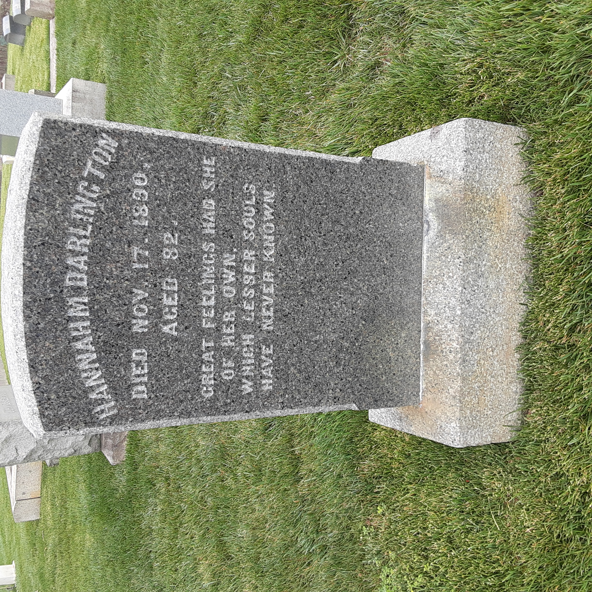 Headstone of Hannah M. Darlington