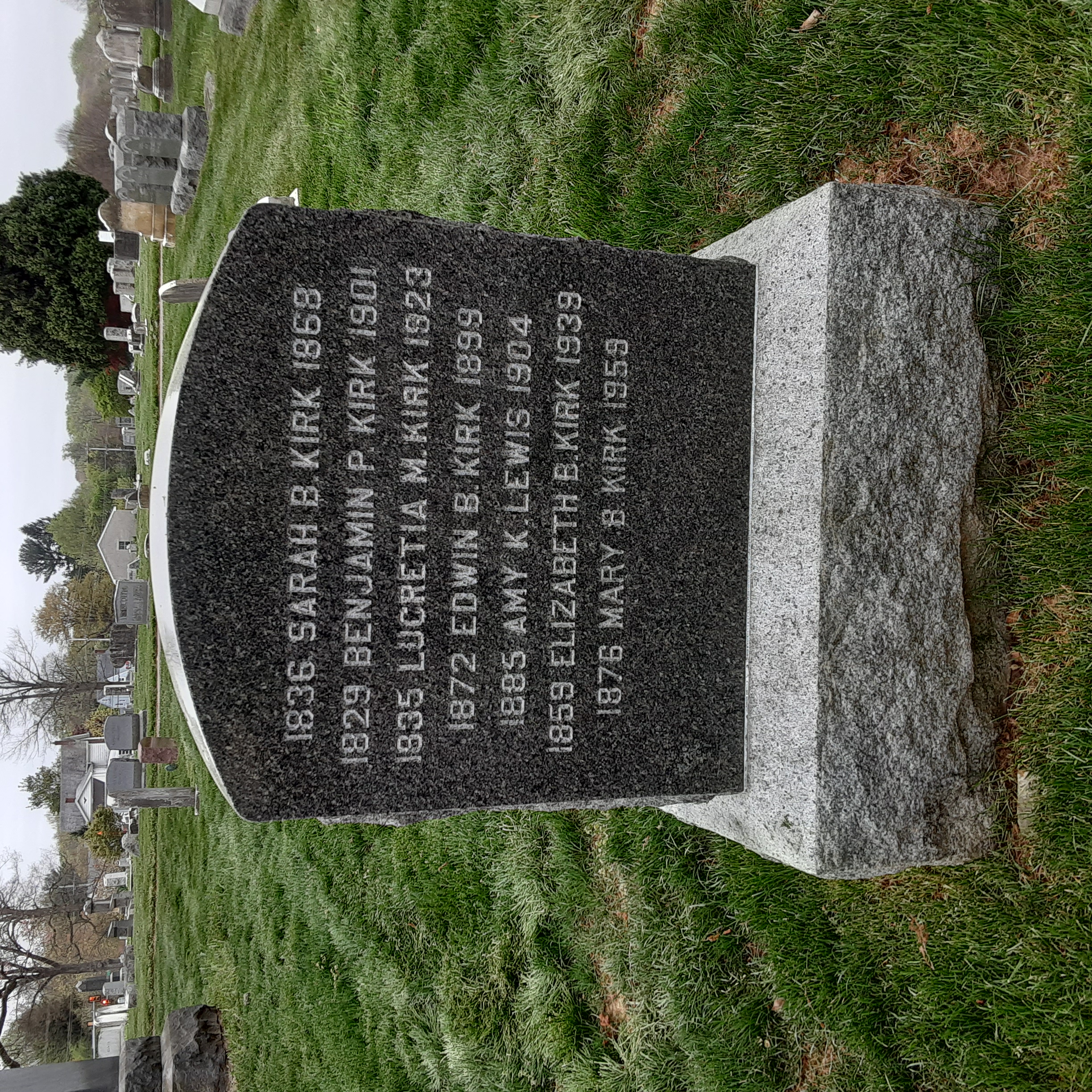 Headstone of Benjamin Pennock Kirk