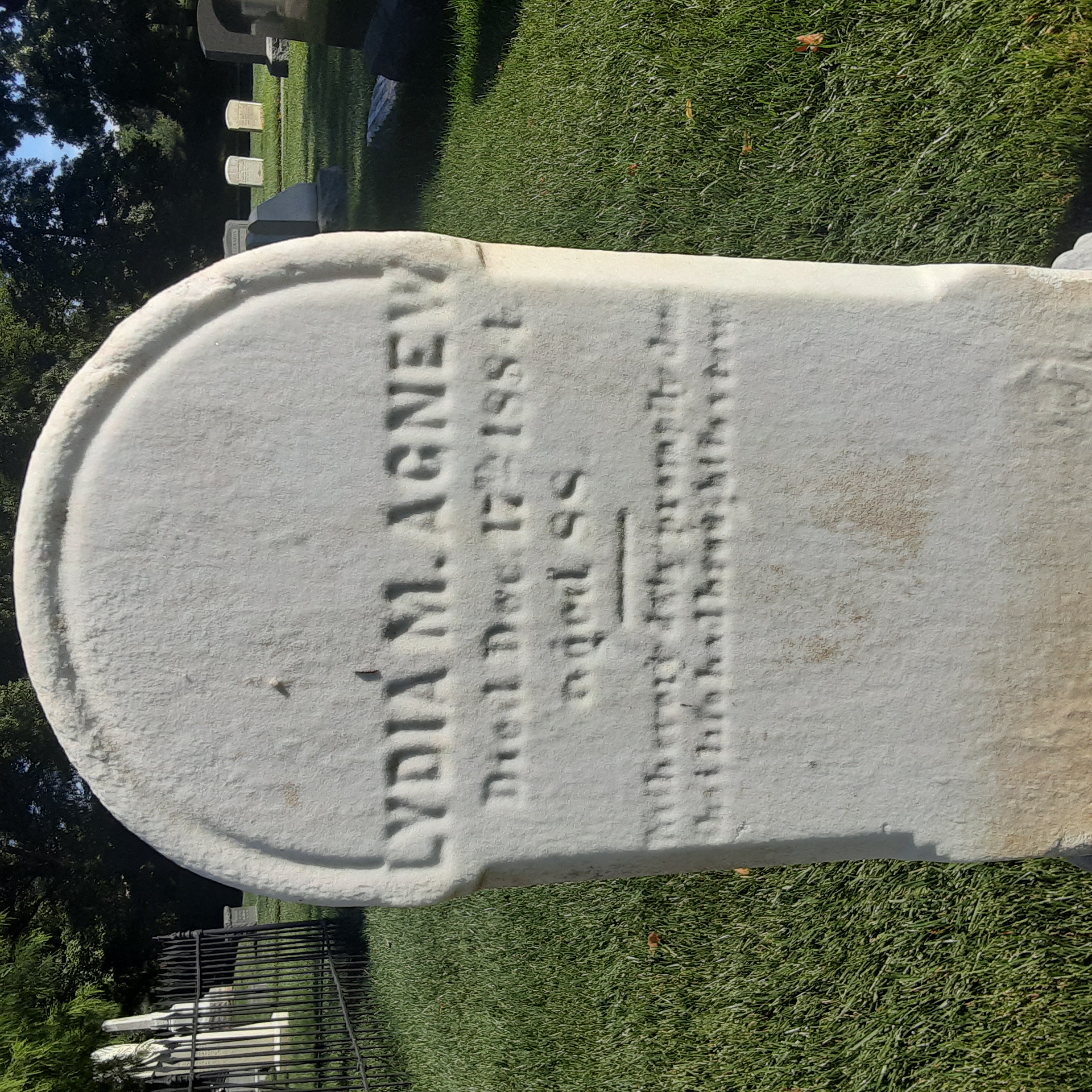 Headstone of Lydia Agnew