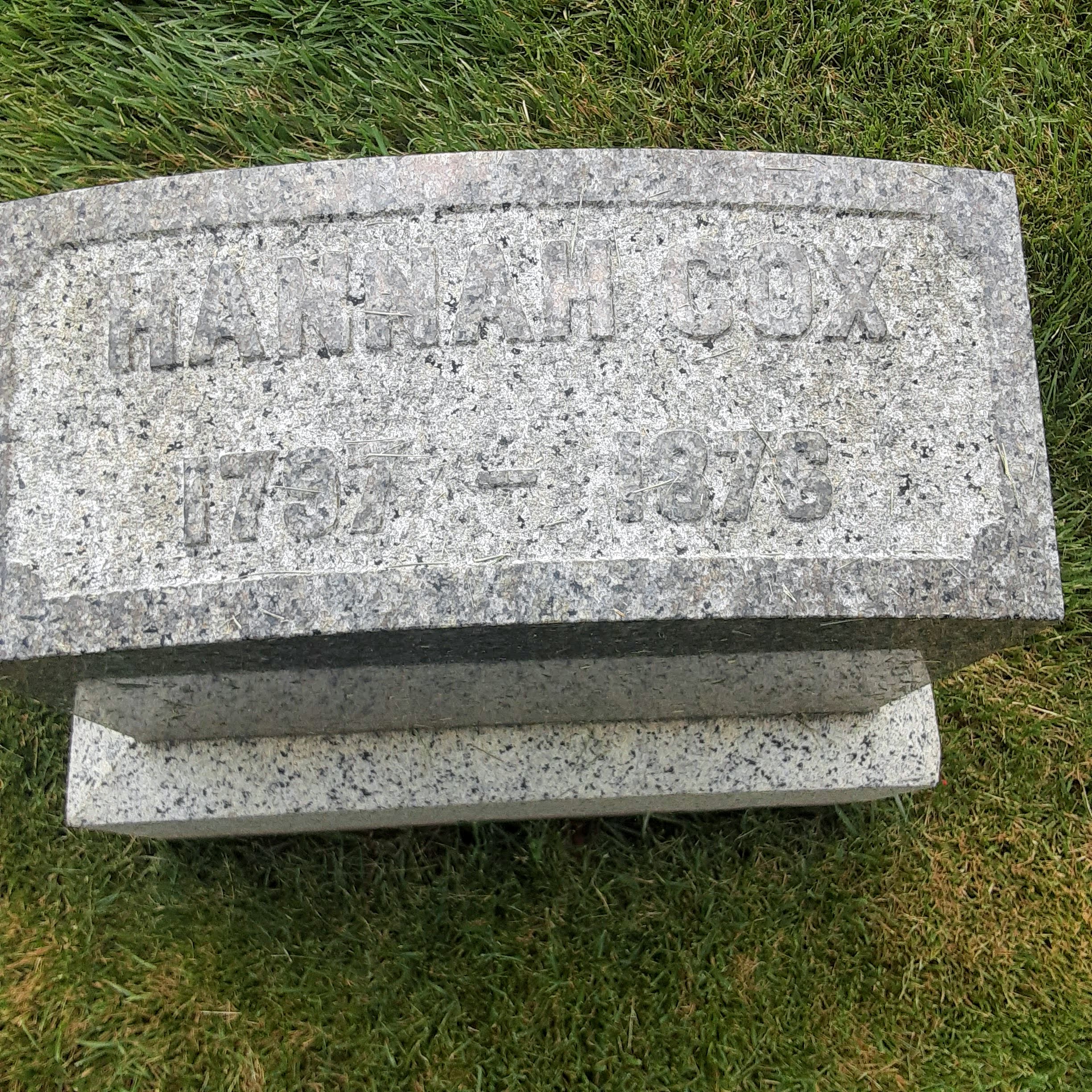 Headstone of Hannah Peirce Cox