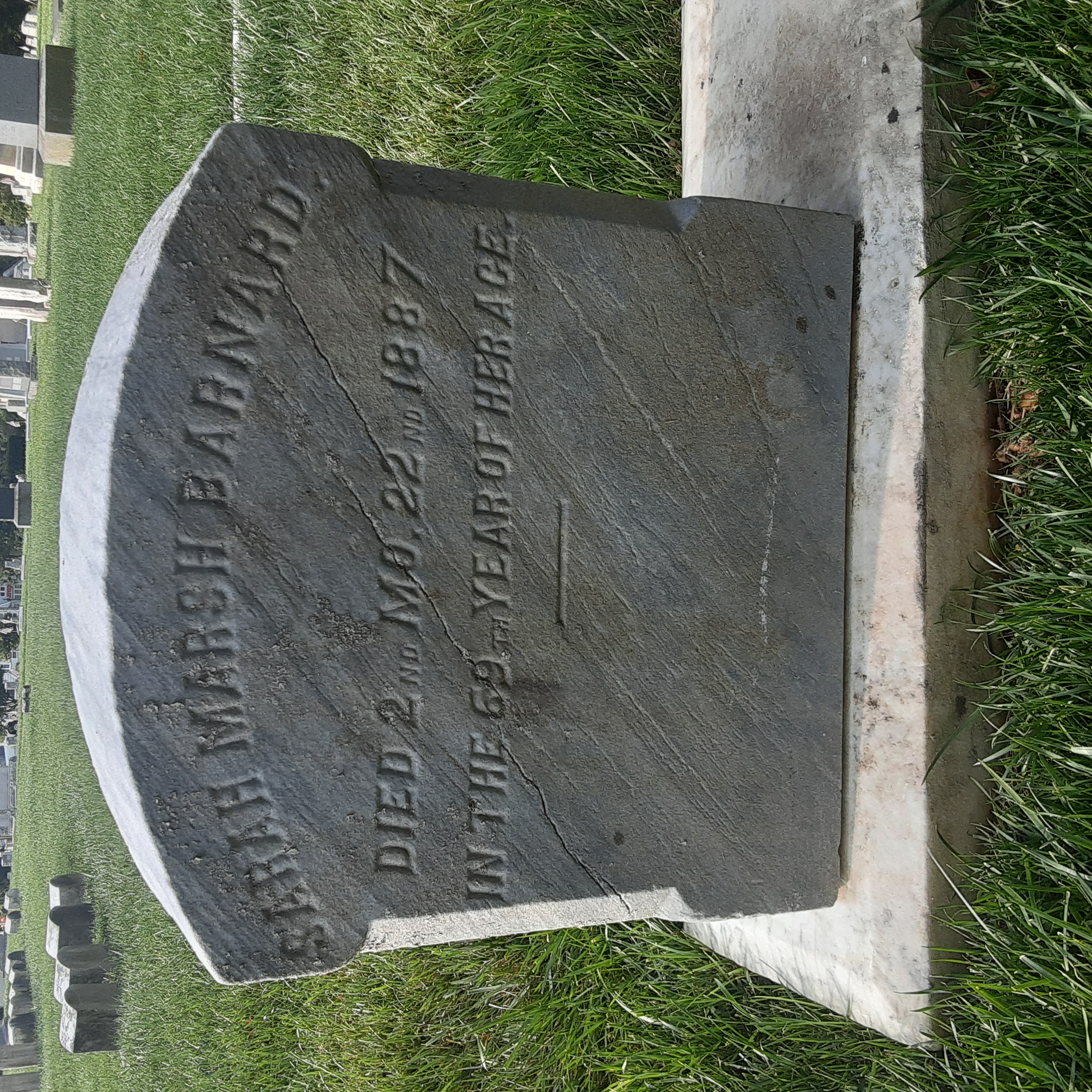 Headstone of Sarah Marsh Barnard